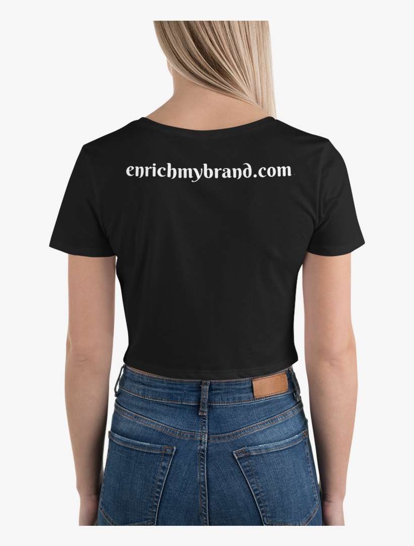 Crop-top Black Mockup Back Womens Black - T-shirt, transparent png download