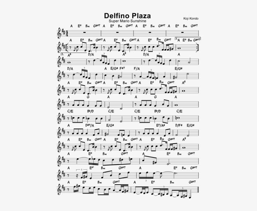 Vgm Transcriptions “delfino Plaza”, From Super Mario - Sheet Music, transparent png download