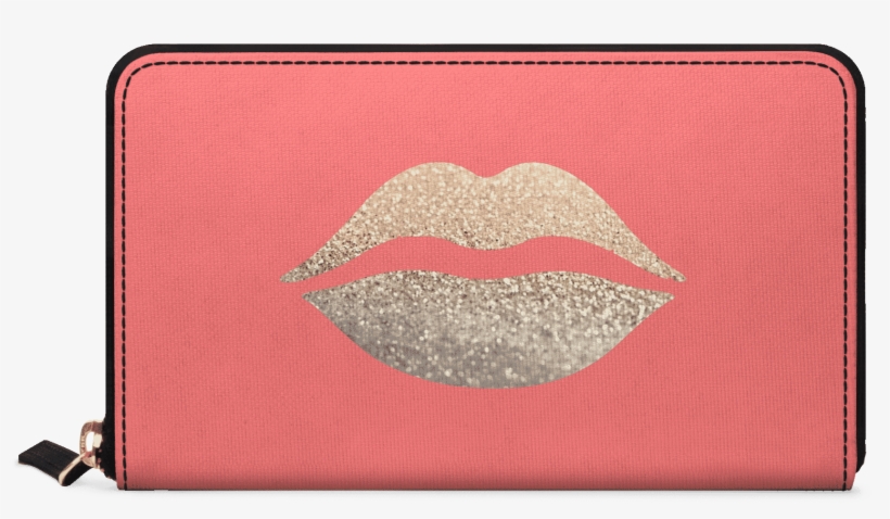 Dailyobjects Gatsby Gold Lips Coral Women's Classic - Tongue, transparent png download