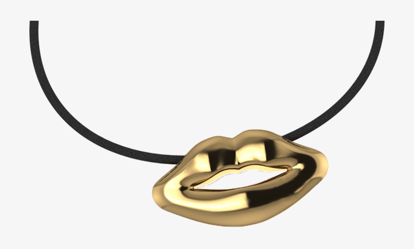 Gold Lips Necklace Unisex - Locket, transparent png download
