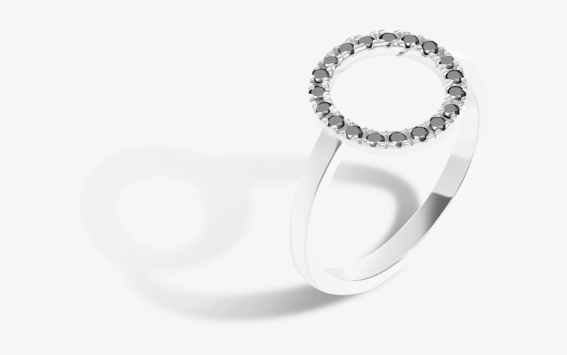 Diamond Circle Ring With Black Diamonds White 14k - Engagement Ring, transparent png download