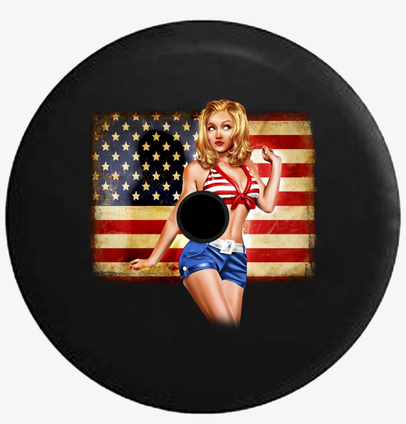 Jeep Wrangler Jl Backup Camera Day American Flag Pinup - American Flag Pin Up Girls, transparent png download