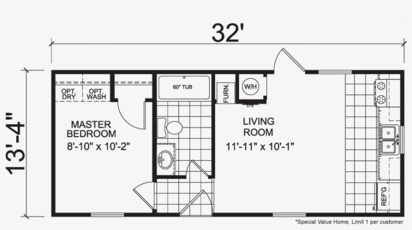 1 Bedroom Mobile Home New Factory Direct Homes For - New Mobile Home Floor Plans, transparent png download