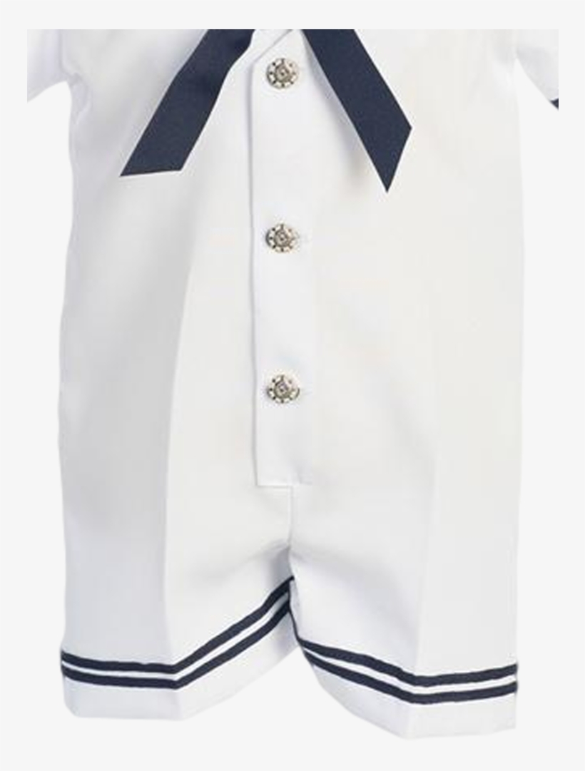 White Classic Nautical Romper Spring Outfit White W - Board Short, transparent png download