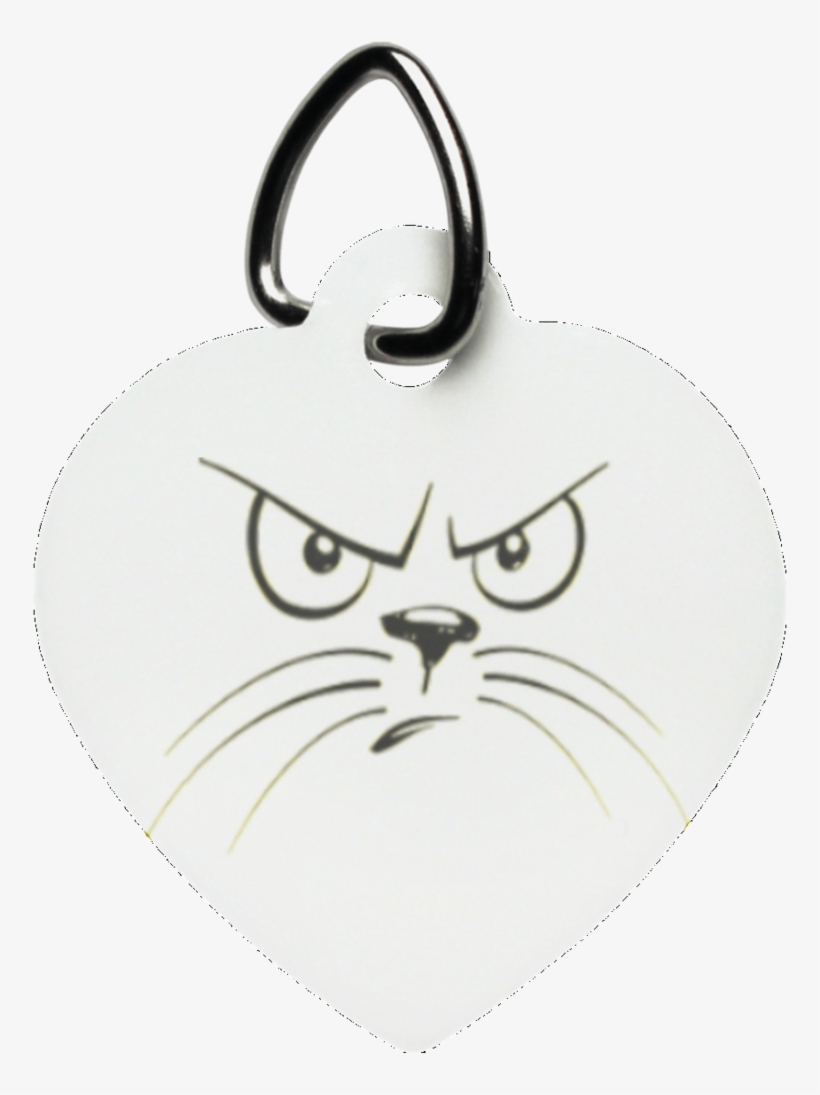 Angry Cat Heart Pet Tag - Tabby Cat, transparent png download