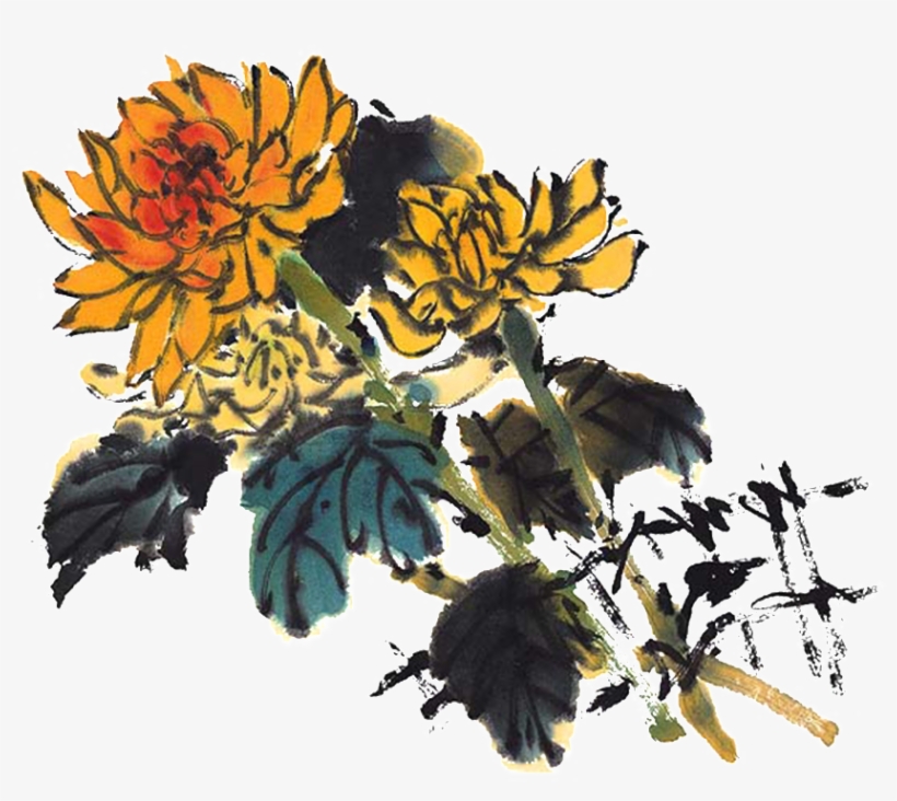 Hand Painted Chrysanthemum Png Decorative Element - 溢 香園 合 菜 菜單, transparent png download