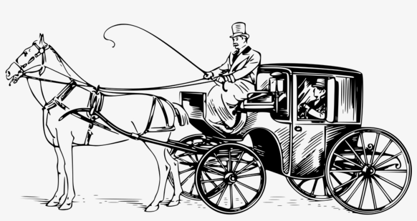 Brougham, Carriage, Horse, Ho - Horse And Cart Drawing, transparent png download