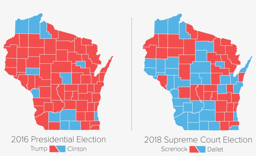 'blue Wave Builds' In Wisconsin's Supreme Court Election - Wisconsin Map Vector, transparent png download
