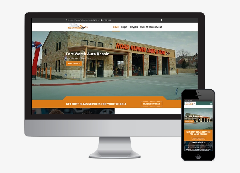 Auto Repair Website For Road Runner Lube And Tune - Web Design, transparent png download