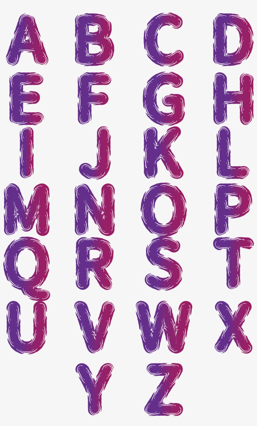 Twenty English Letters Letter Sets Gradient Fonts Grain - Stitched Typography, transparent png download