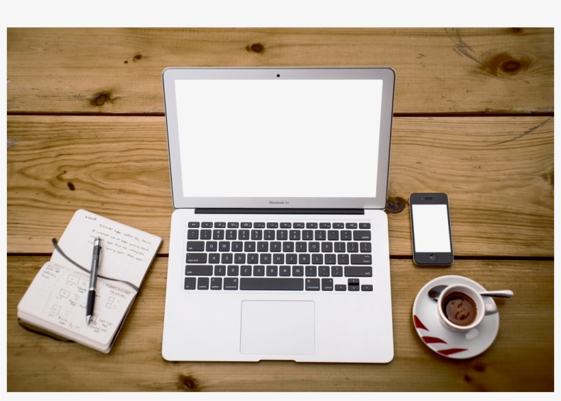 Macbook Iphone Table - Macbook Iphone On Table, transparent png download