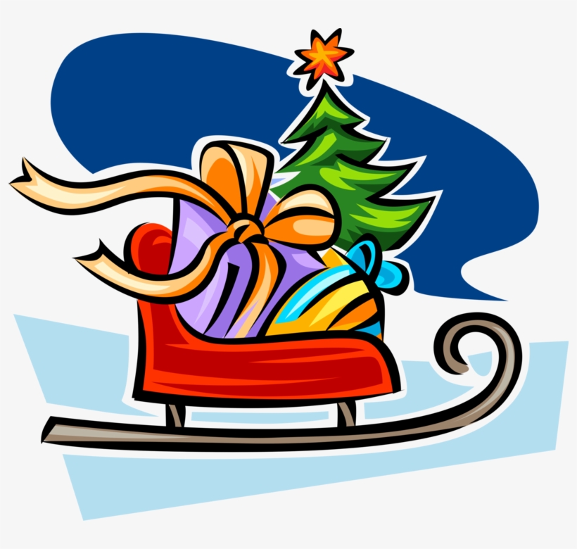 Vector Illustration Of Santa Claus Christmas Sleigh, transparent png download