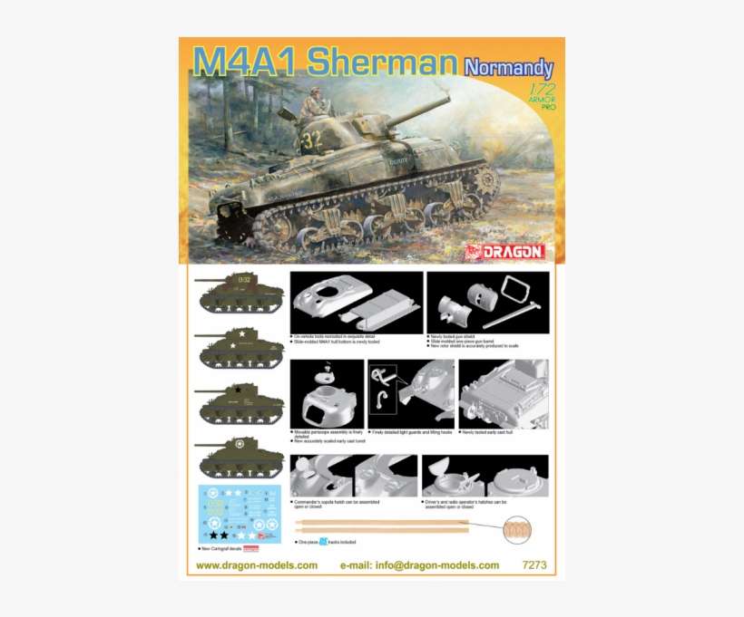 Dragon 1/72 M4a1 Sherman Normandy - Dragon 1 72 M4a1, transparent png download