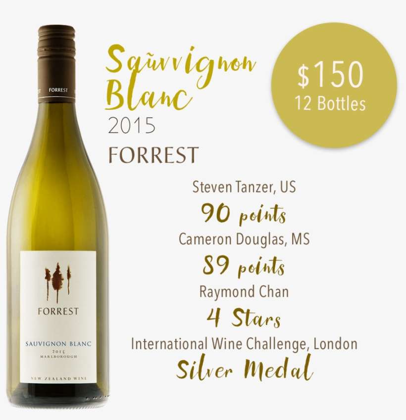 2015 Forrest Sauvignon Blanc - Glass Bottle, transparent png download