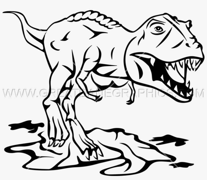 Drawn Tyrannosaurus Rex Black And White - Trex Black And White, transparent png download