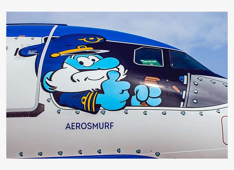Aerosmurf - Grote Smurf - Brussels Airlines Smurf Plane, transparent png download