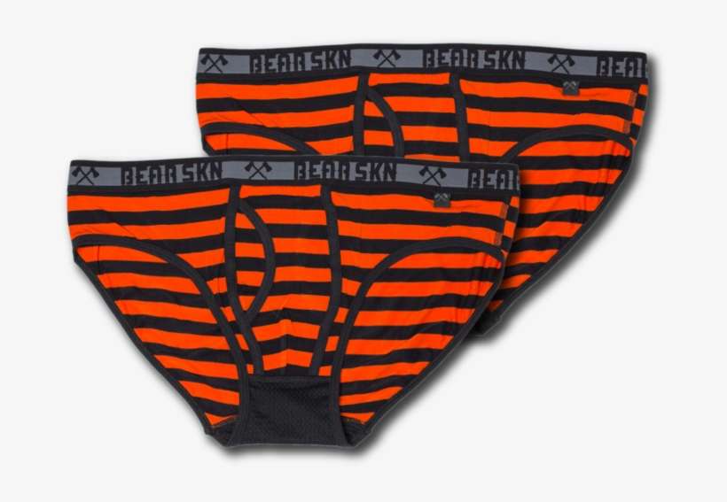 2 Pack - Bamboo Briefs - Tangerine Stripe - Undergarment, transparent png download