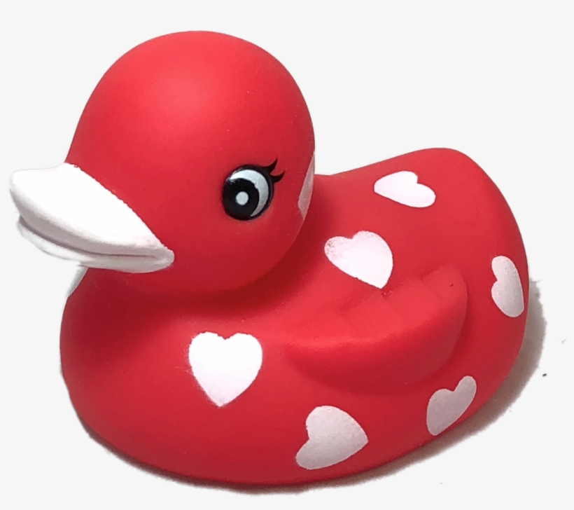 Valentine's Day Hearts Rubber Duck Red With White Hearts - Red Rubber Duck, transparent png download