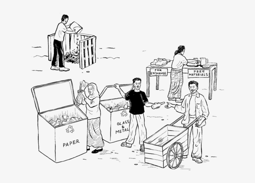 People Sort Trash And Recyclables Into Areas Marked - People Working Together In The Community, transparent png download