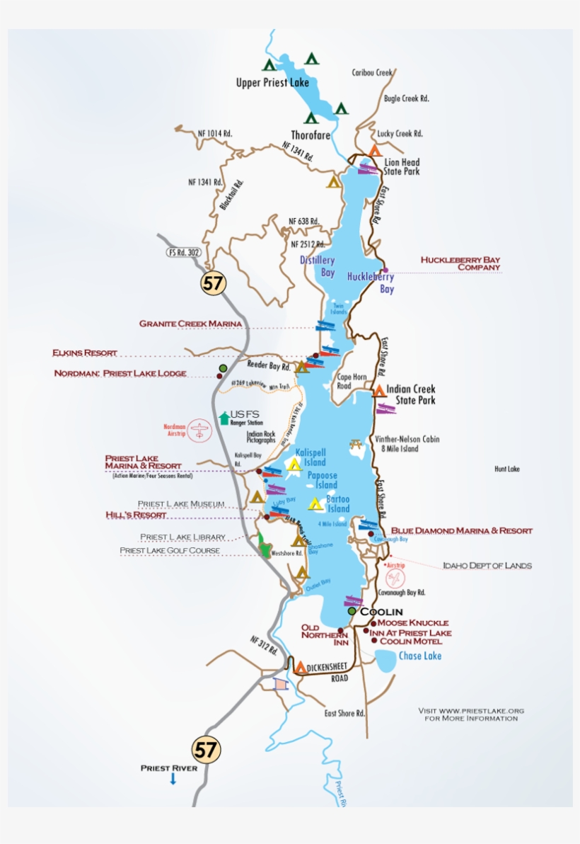 Attractions Map - Indian Creek Priest Lake, transparent png download