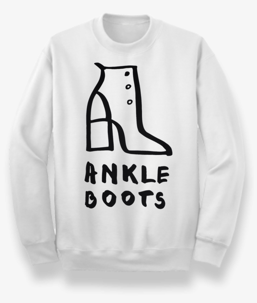 Pre-order White Jumper With Black Ankle Boots Print - Sweatshirt, transparent png download