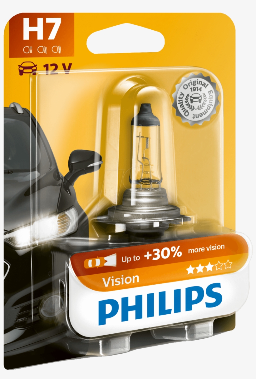 H7 Headlight Bulb Philips Vision Philips 12972prb1 - Philips H7 Bulb, transparent png download