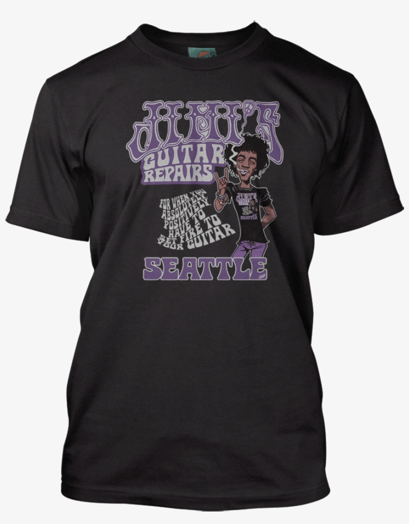Jimi Hendrix Inspired Jimis Guitar Repair Shop T-shirt - Black T Shirt Quotes, transparent png download