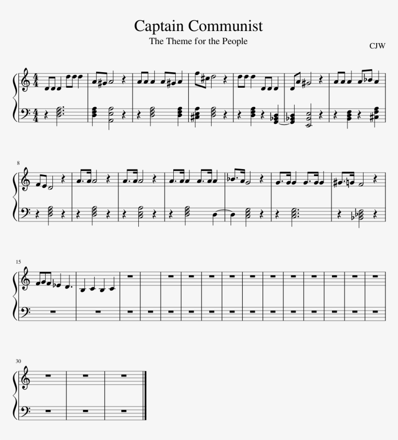 Captain Communist Puppet Music Box Sheet Music PNG Image