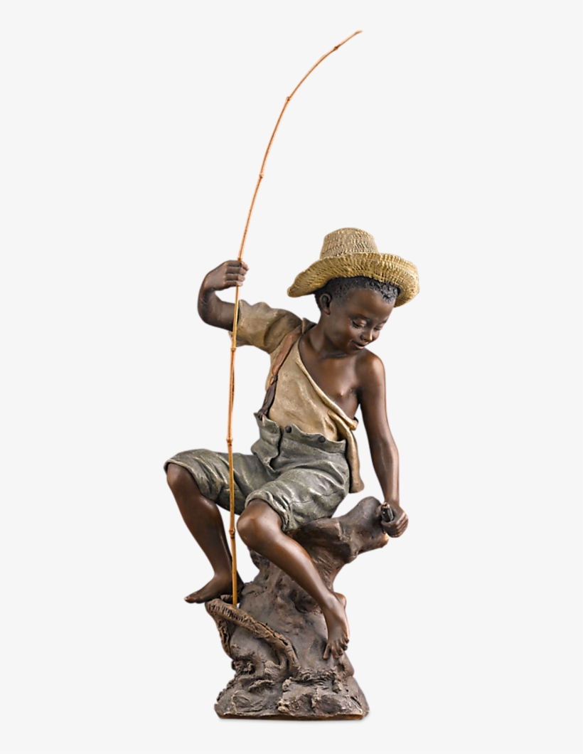 Goldscheider Boy Fishing Figurine - Sculpture, transparent png download