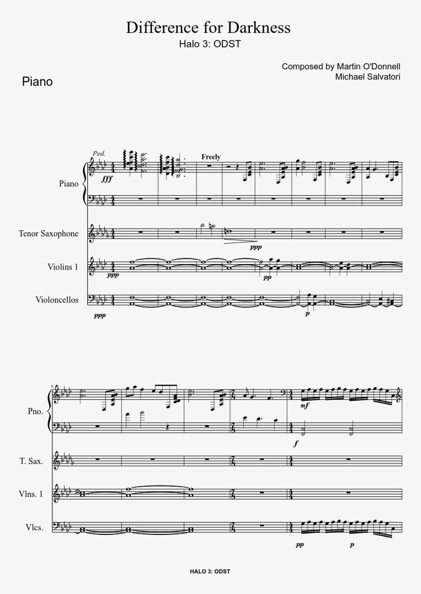 Difference For Darkness Sheet Music Composed By Composed - Difference For Darkness Sheet Music, transparent png download
