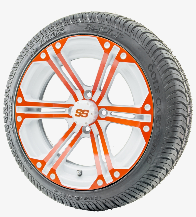 14" Rhox Rx354 White And Orange Wheels And Lowpro Tires - Wheel, transparent png download