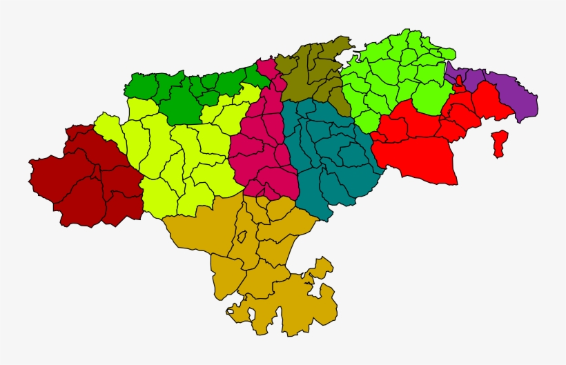 Map Of The Municipalities And Comarcas Of Cantabria - Cantabria Map, transparent png download