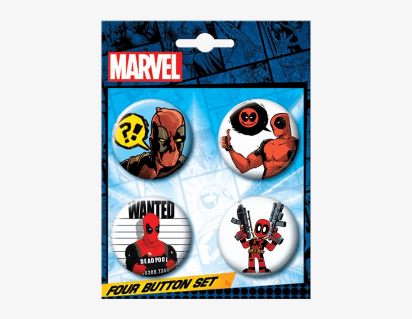 Most Wanted Deadpool Button Set - Marvel Comics, transparent png download