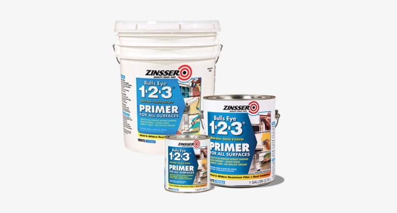 Bullseye 1 2 3 White - Zinsser 1-2-3 02001 Water Base Primer, 1-gallon, White, transparent png download