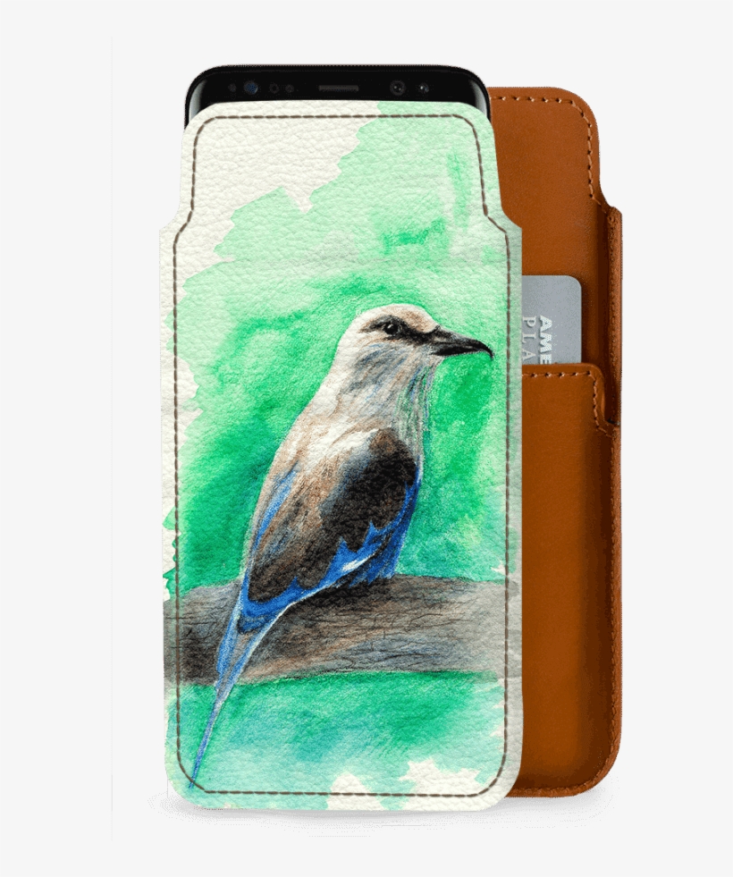 Dailyobjects Bird Watercolor Real Leather Wallet Case - Jay, transparent png download