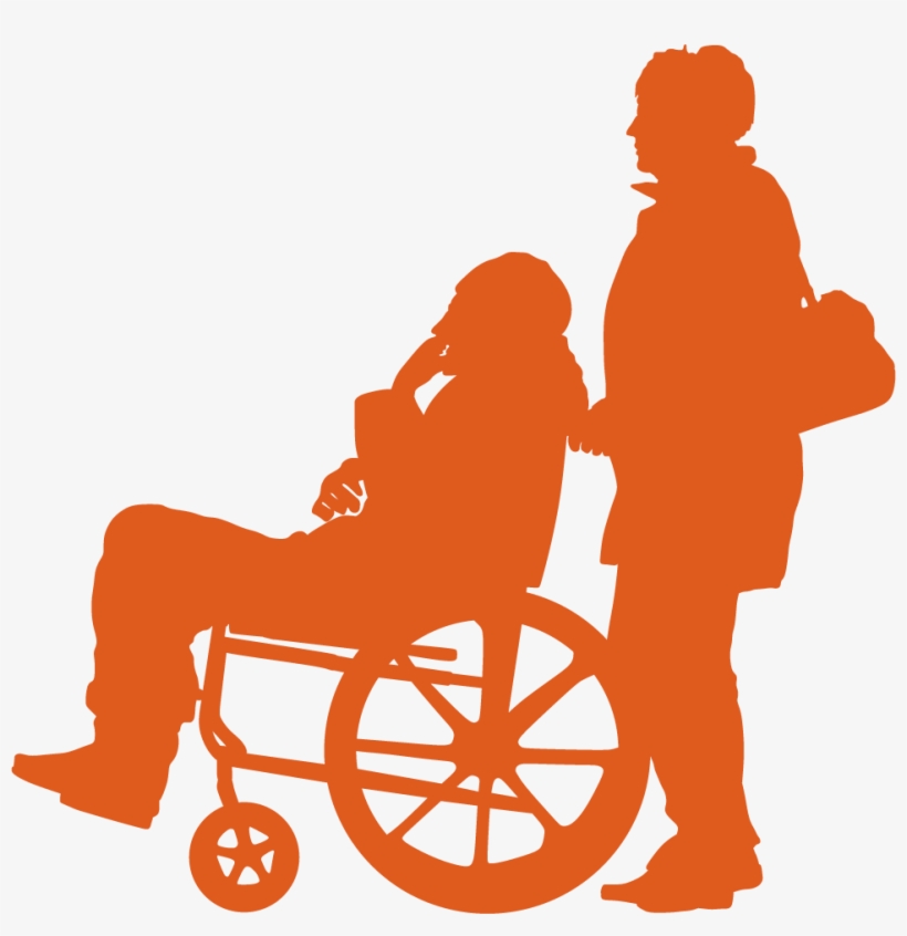 Old Wheelchair Orange - People Silhouette Elder Png, transparent png download