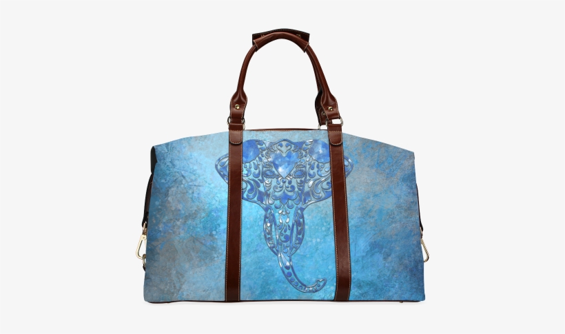 A Blue Watercolor Elephant Portrait In Denim Look Classic - Good.luck Custom Fashion Diy Image Supreme Travel Tote, transparent png download