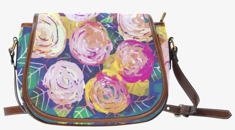 Yellow Watercolor Roses Floral Saddle Bag/small Full - Beauty And The Beast Waterproof Fabric Women's Saddle, transparent png download