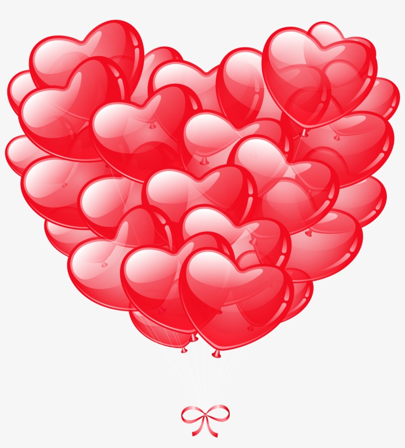 Transparent Heart Balloons Png Image Valentines Clip - Bunch Of Red Balloons, transparent png download