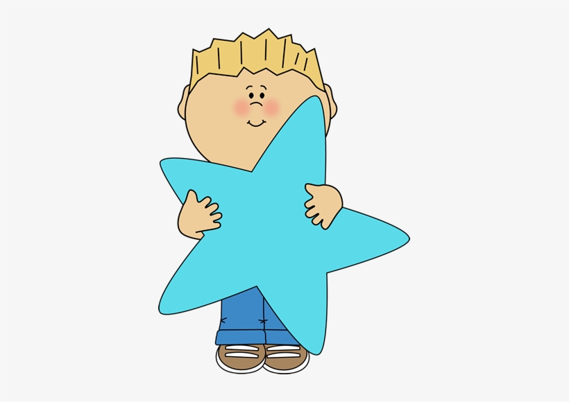 Little Boy Holding A Blue Star - Boy Holding Star Clipart, transparent png download