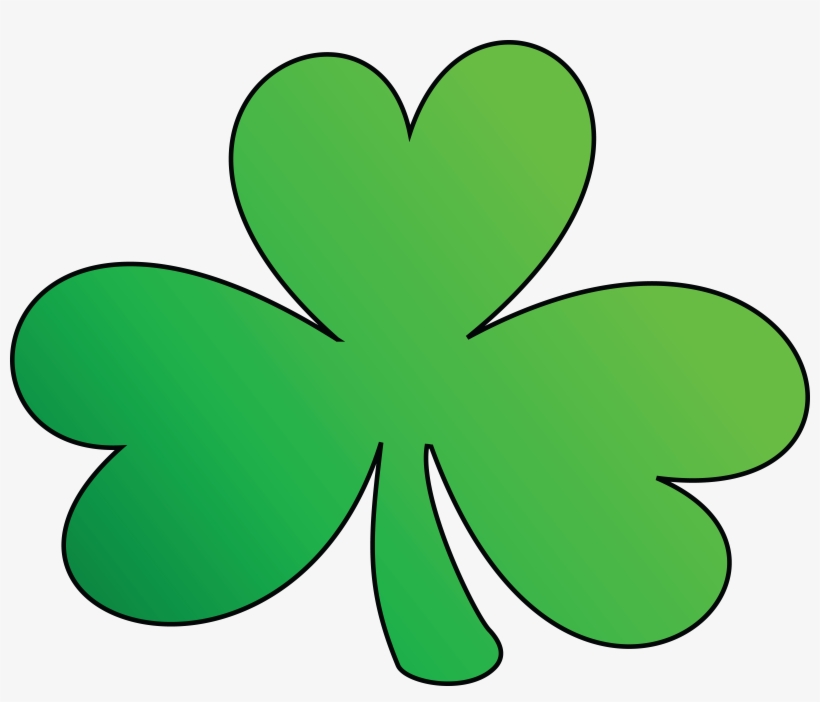 Free Clipart Of A Green Outlined Clover Shamrock - St Patrick's Day Green Clover, transparent png download
