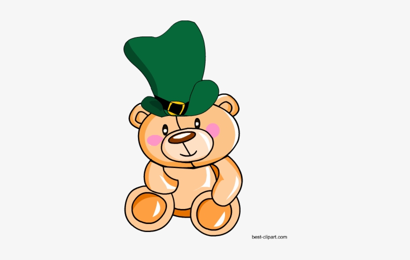 Teddy Bear Wearing Saint Patrick's Day Hat Free Clip - Bear, transparent png download