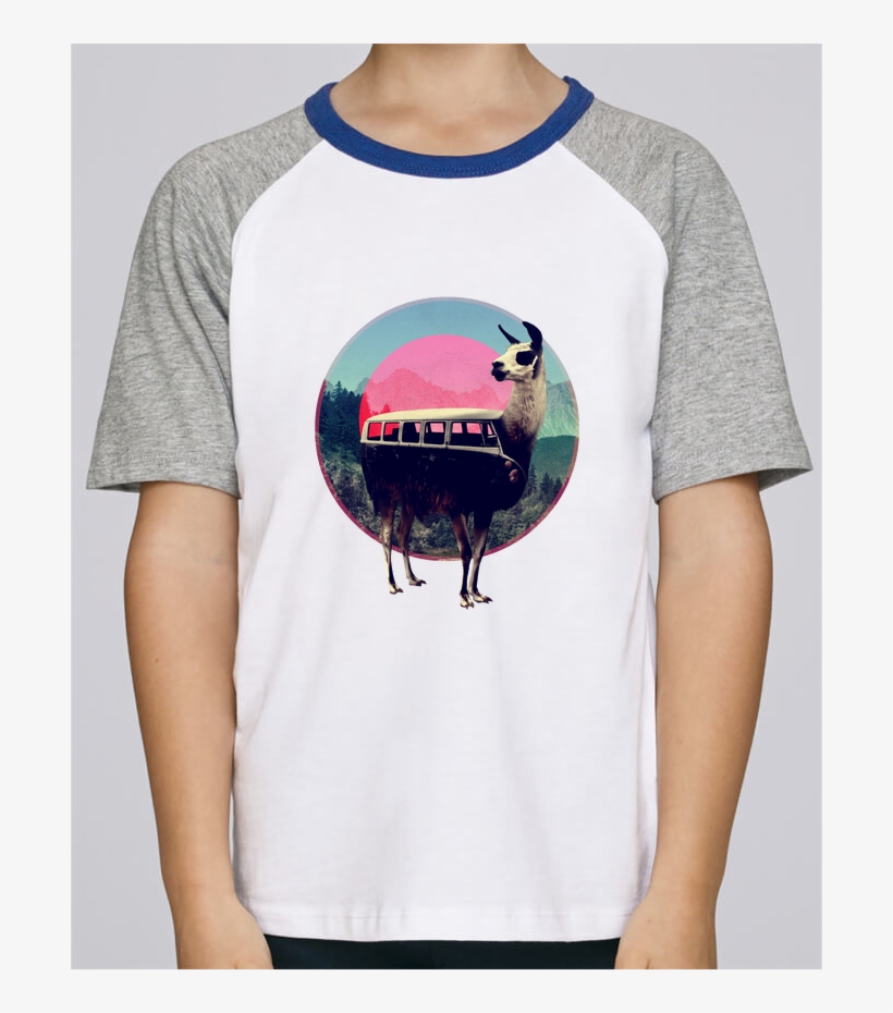 Tee-shirt Child Short Sleeve Stanley Mini Jump Lama - Tattify Surreal Llama Bus Temporary Tattoo - Vw Llama, transparent png download