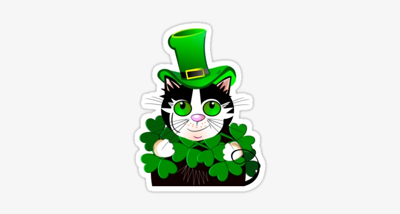Feline Clipart St Patricks Day - St Patrick's Day Cat Clip Art, transparent png download