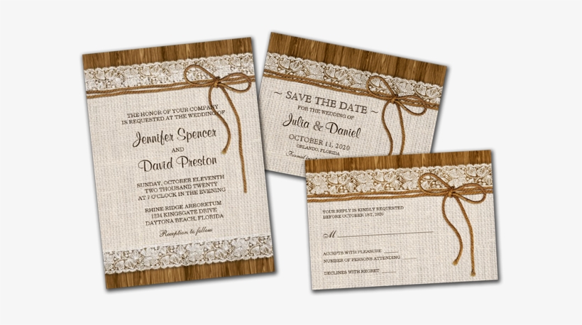 Rustic Burlap & Lace Wedding Reception Invitation, transparent png download