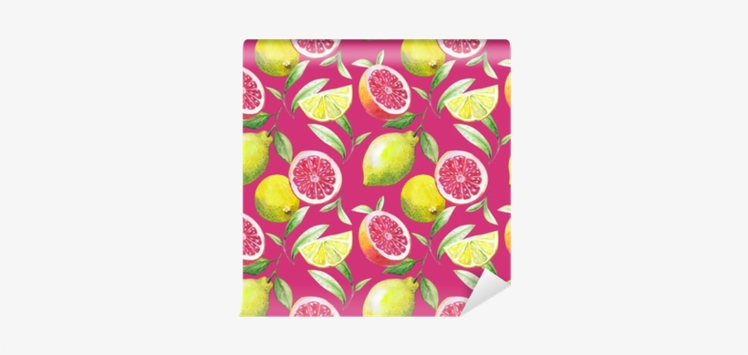 Nice Handmade Pattern Of Tea Leafs And Citrus Fruits - Citrus, transparent png download