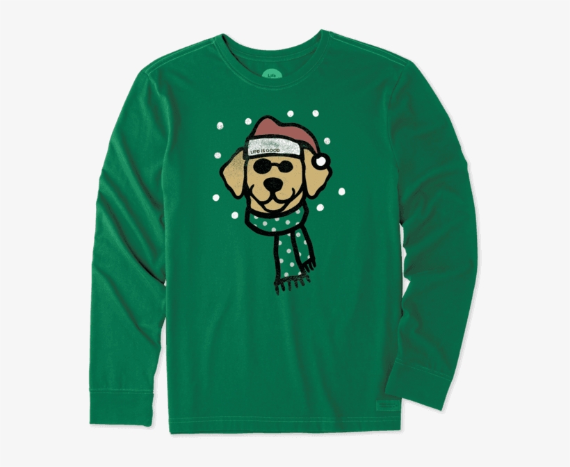 Men's Holiday Dog Long Sleeve Crusher - T-shirt, transparent png download