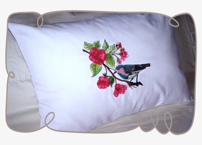 Watercolor Bird With 3d Blossoms - Pintura Textil De Aves, transparent png download