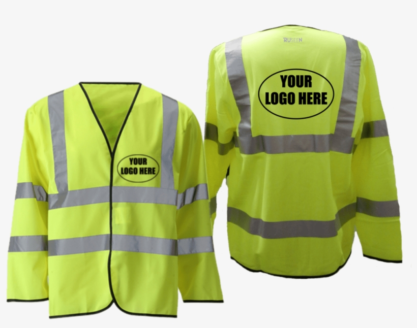 Reflective Long Sleeve Ansi Class 3 Vest With Custom - Safety Jacket With Front Logo, transparent png download