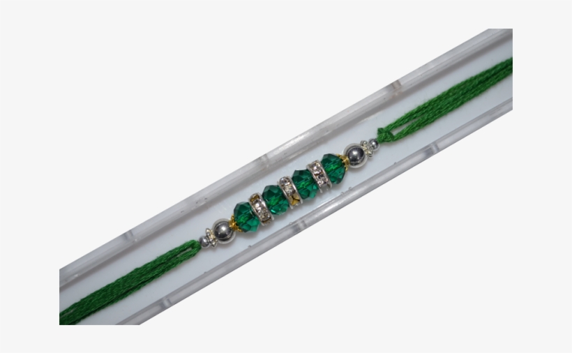 Silver Pearl And Green Moti Design Rakhi - Emerald, transparent png download